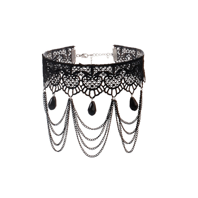 Wholesale Gothic Multilayer Tassel Lace Necklace